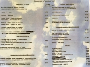 Casse Croute Des'Airs menu page 1