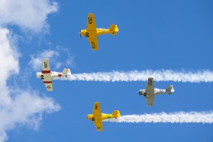T-6 Texans in tight formation