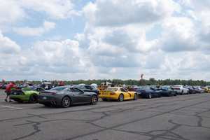 Cars waiting for their turn on the runway