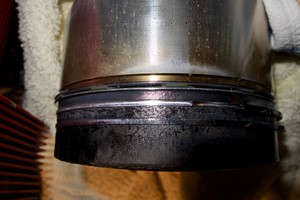 Piston showing signs of significant blow by