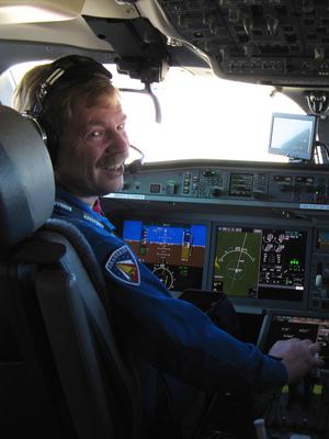 Kevin all smiles after his first flight in the CSeries